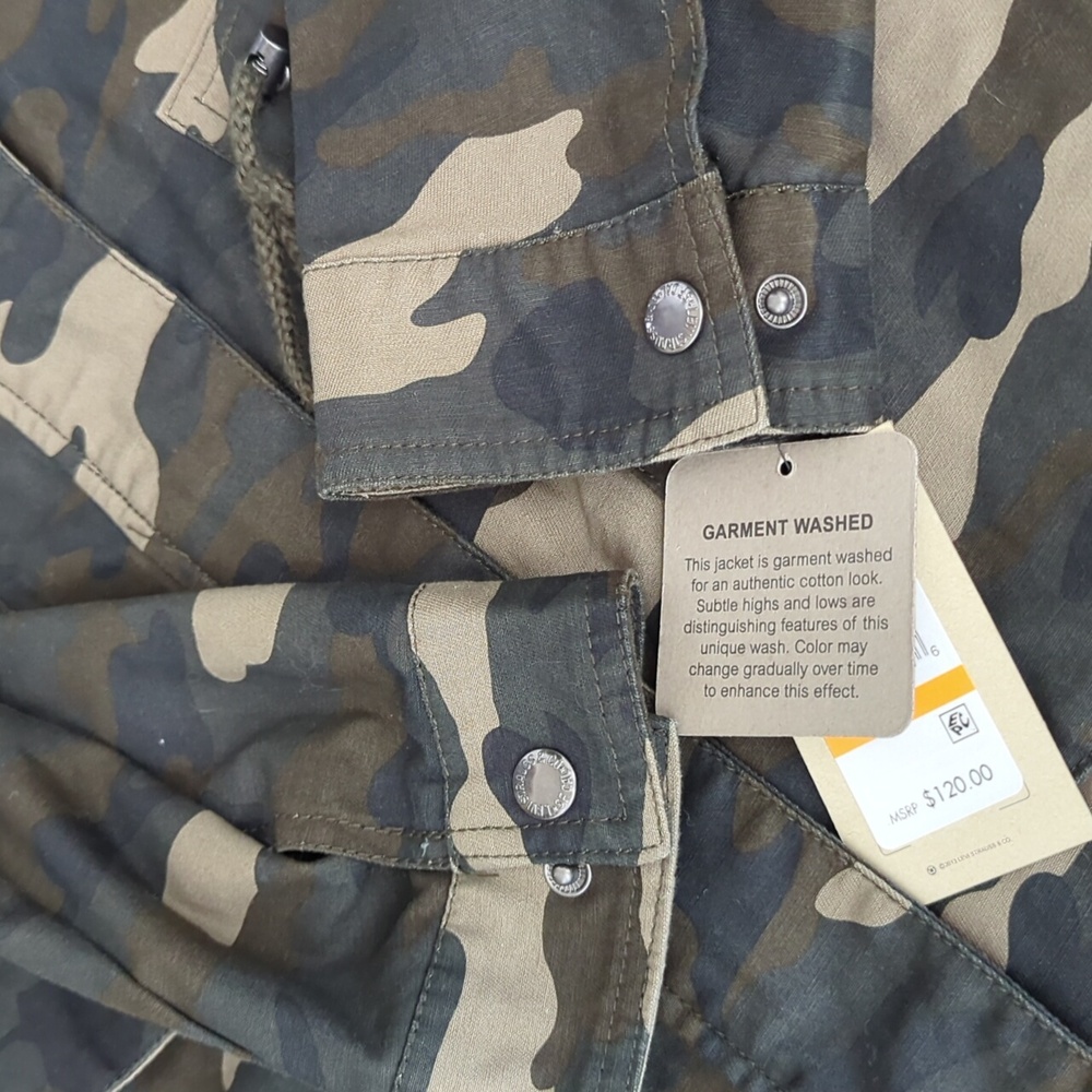 LEVI'S I NWT Green Camo Camouflage Zip-Front Fishtail Anorak Hooded Jacket, S - Picture 10 of 16